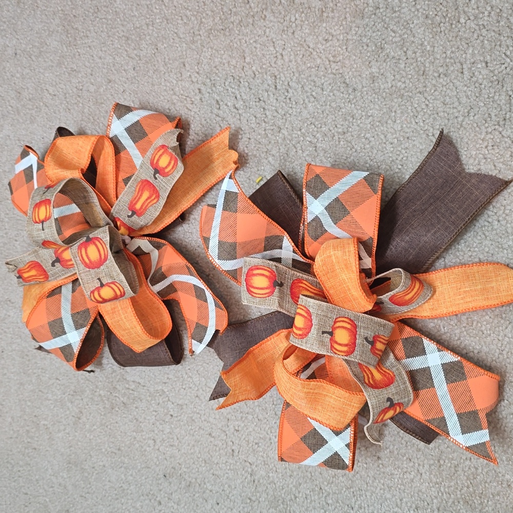 Festive Orange and Brown Decorative Bows - Approx. 8x8 Inches